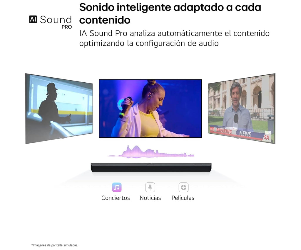 LG SG10TY BLACK / BARRA DE SONIDO CON SUBWOOFER INALÁMBRICO 420W 3.1CH - detalle