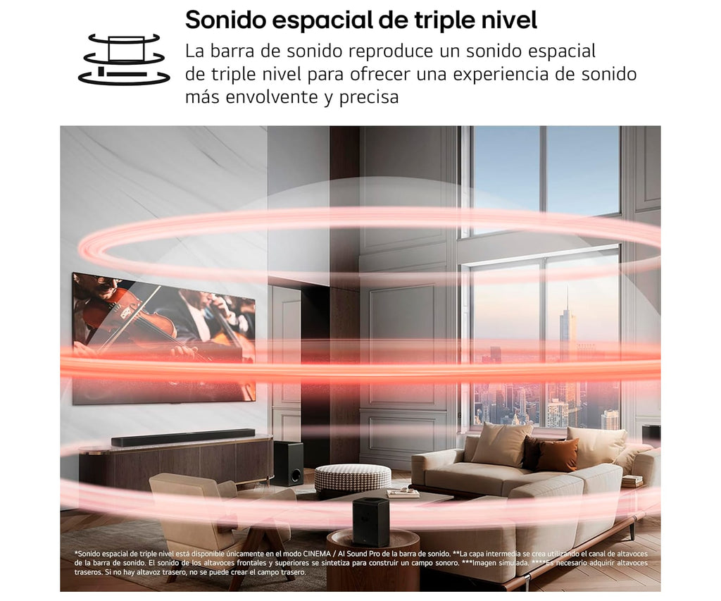 LG SG10TY BLACK / BARRA DE SONIDO CON SUBWOOFER INALÁMBRICO 420W 3.1CH - detalle