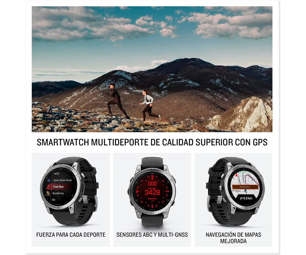 GARMIN FENIX E ACERO INOX Y CORREA NEGRA / SMARTWATCH 47MM - detalle