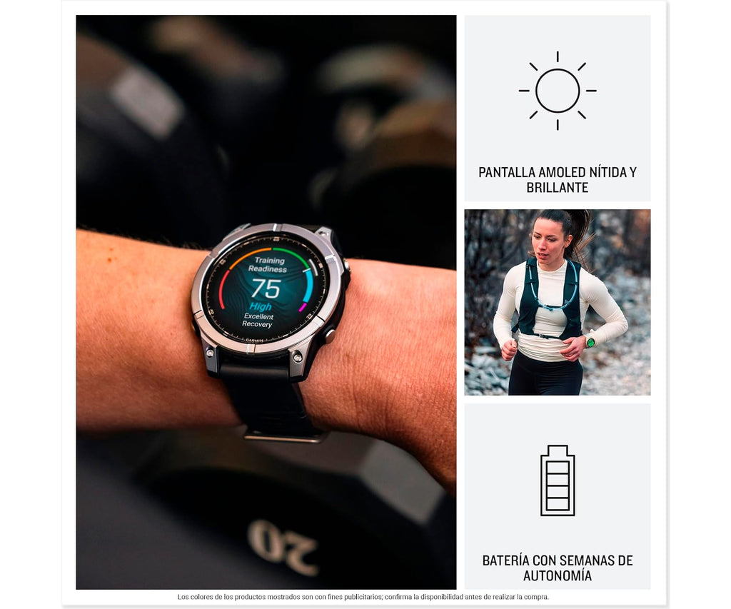 GARMIN FENIX E ACERO INOX Y CORREA NEGRA / SMARTWATCH 47MM - detalle
