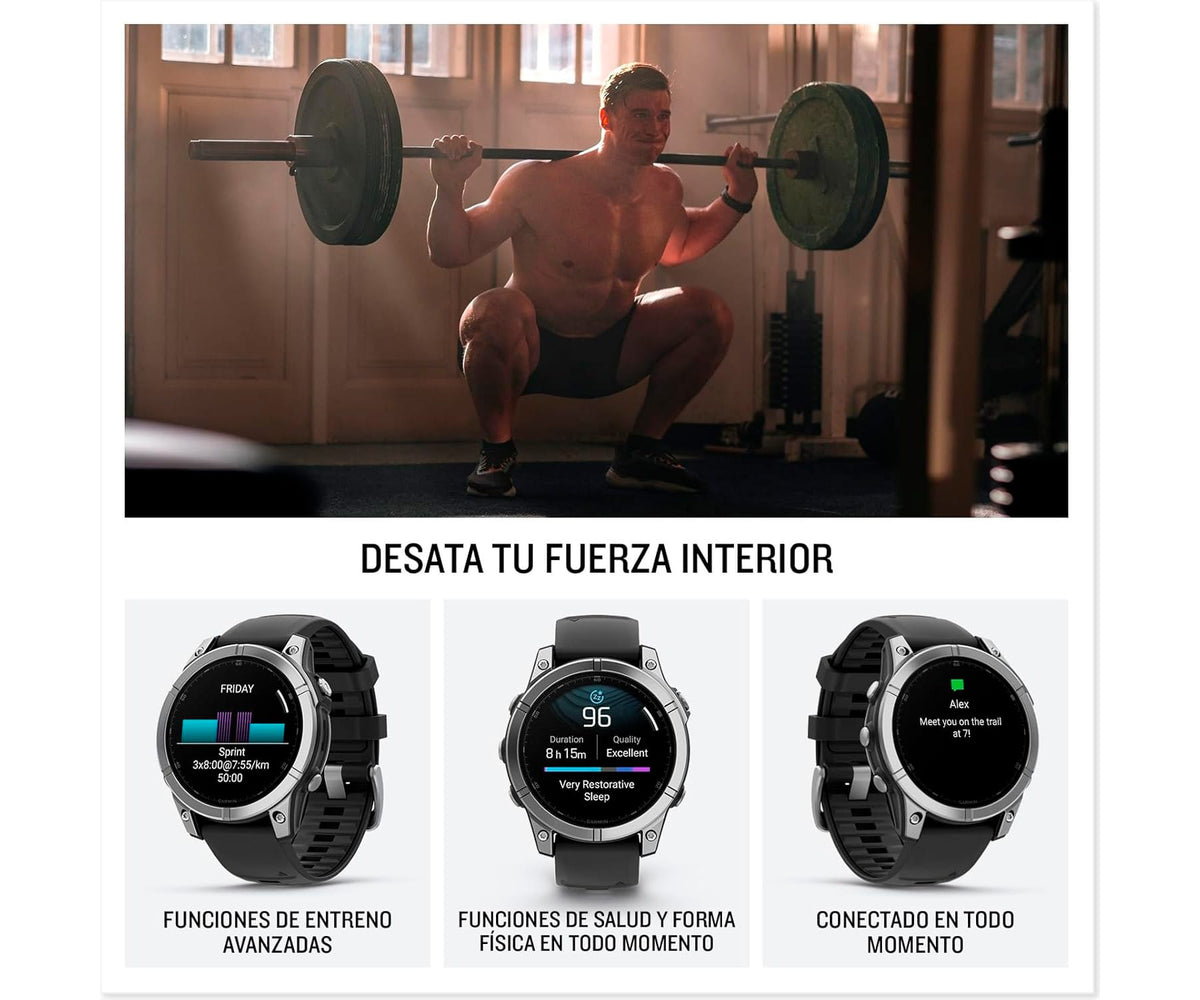 GARMIN FENIX E ACERO INOX Y CORREA NEGRA / SMARTWATCH 47MM - detalle