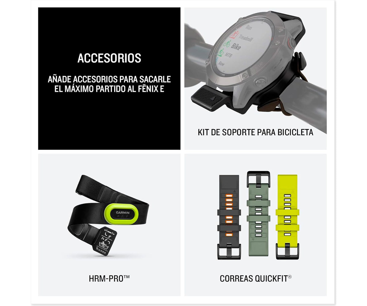 GARMIN FENIX E ACERO INOX Y CORREA NEGRA / SMARTWATCH 47MM - detalle