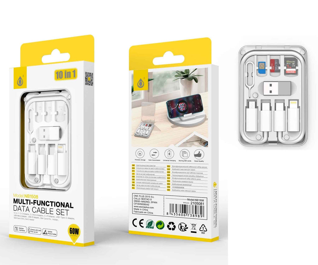 JC NB1508 WHITE / KIT DE CABLE Y ADAPTADORES DE MOVIL - detalle