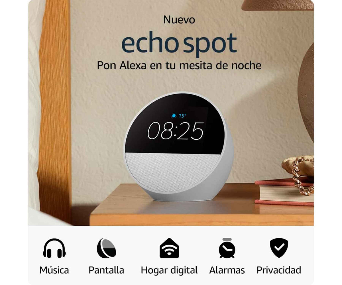 AMAZON ECHO SPOT WHITE / RADIO DESPERTADOR - detalle