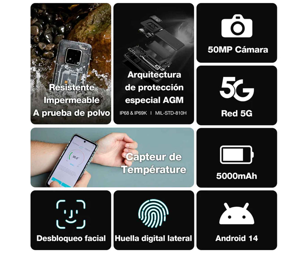 AGM X6 BLACK / 8+128GB / 6.78" FULL HD+ - detalle