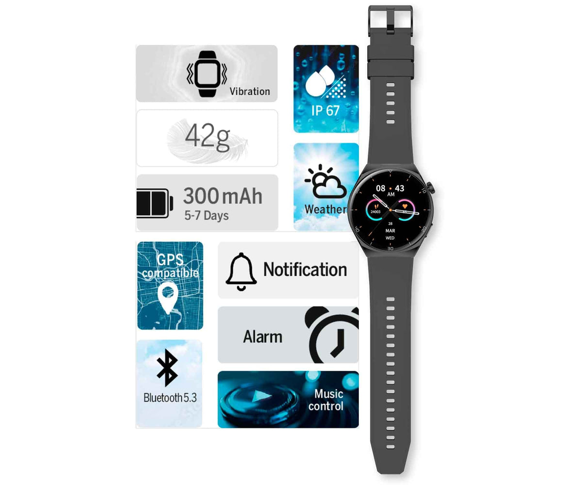 BEAFON SMARTWATCH 401 BLACK / SMARTWATCH 1.43" AMOLED - detalle
