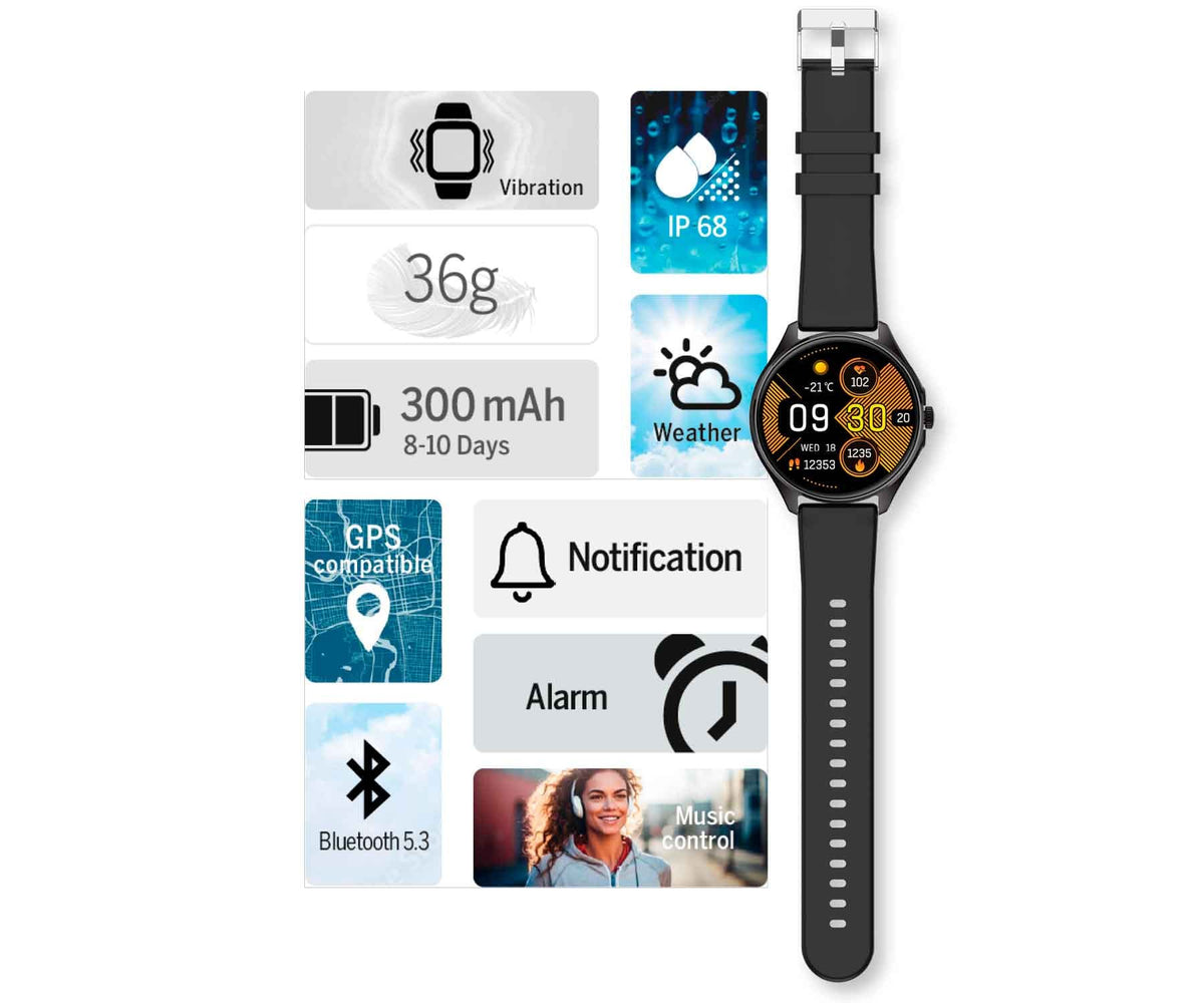 BEAFON SMARTWATCH 402 BLACK / SMARTWATCH 1.43" AMOLED - detalle