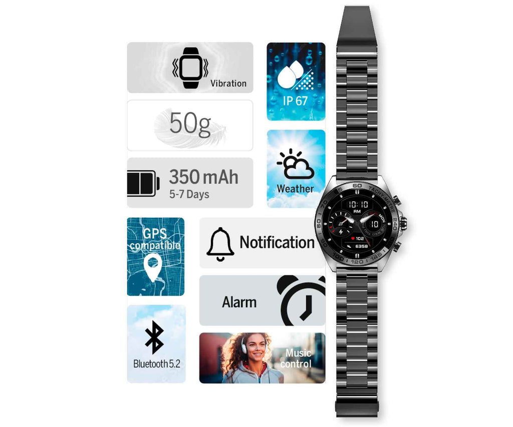 BEAFON SMARTWATCH 501 STAINLESS STEEL / SMARTWATCH 1.43" AMOLED - detalle