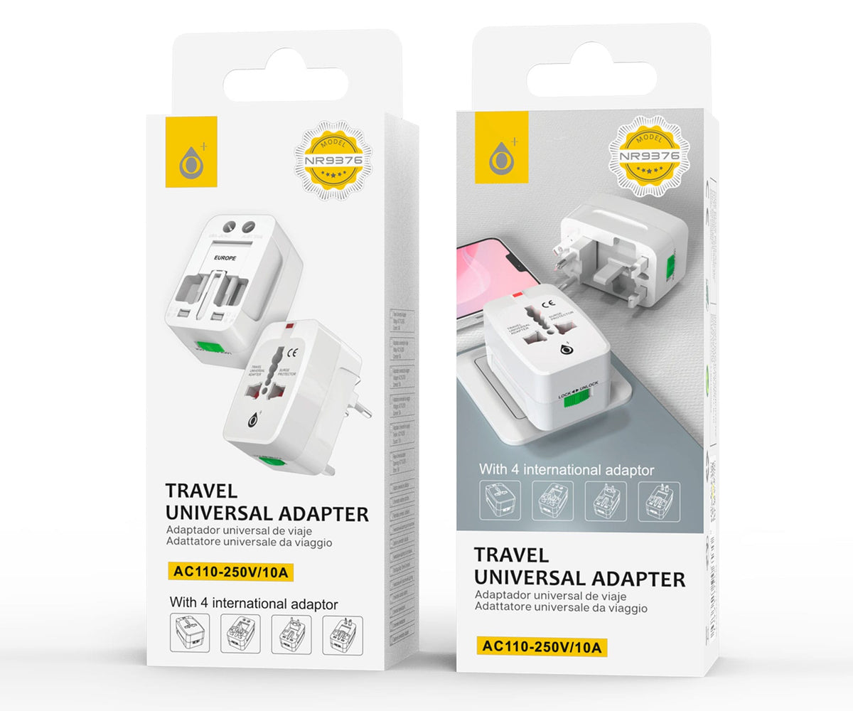 JC NR9376 / ADAPTADOR DE ENCHUFE PARA VIAJE UNIVERSAL / US/EU/UK/AUS 4 EN 1 - detalle