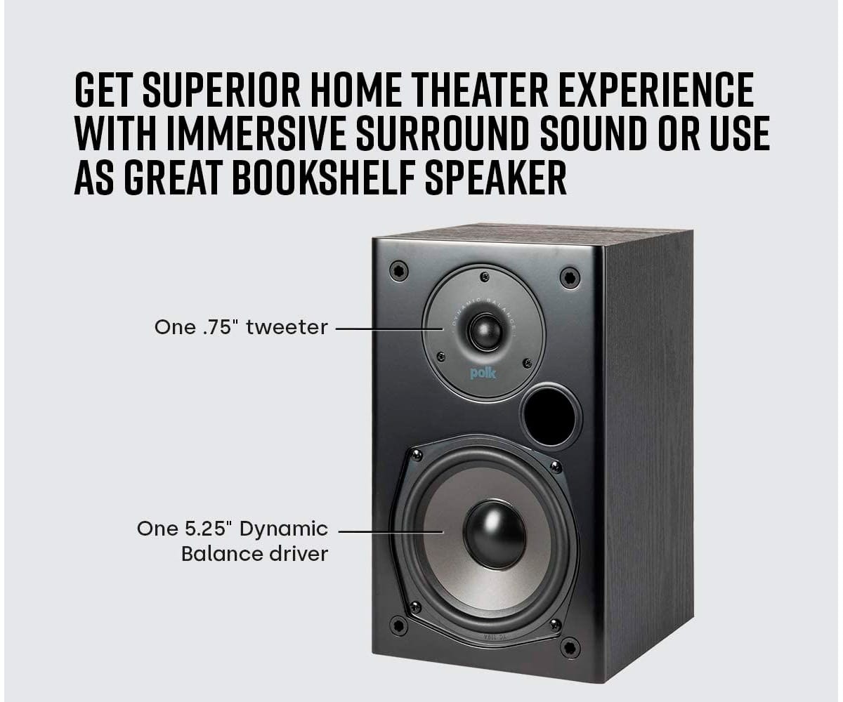 POLK T15 BLACK / ALTAVOCES DE ESTANTERÍA - detalle