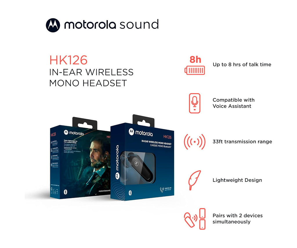 MOTOROLA EARBUDS HK126 BLACK / MONO / BLUETOOTH - detalle