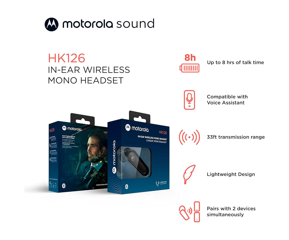 MOTOROLA EARBUDS HK126 BLACK / MONO / BLUETOOTH - detalle