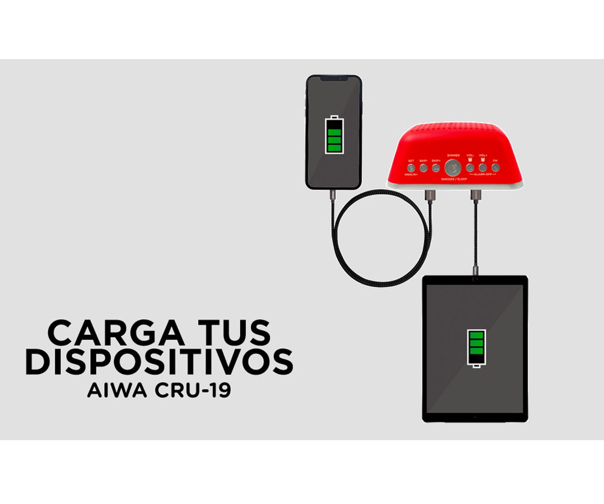 AIWA CRU-19BK NEGRO / RADIO RELOJ DESPERTADOR - detalle