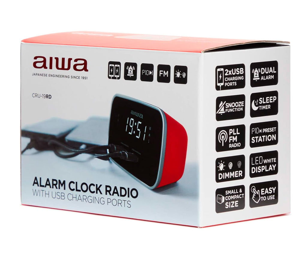 AIWA CRU-19RD ROJO / RADIO RELOJ DESPERTADOR - detalle