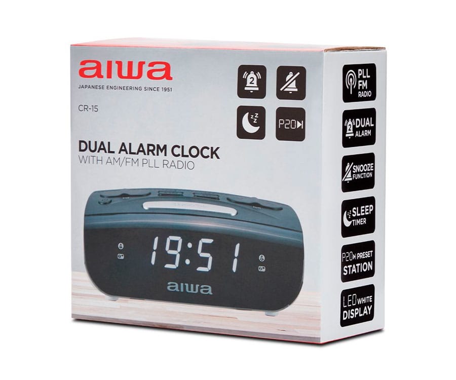 AIWA CR-15 BLANCO / RELOJ DESPERTADOR - detalle