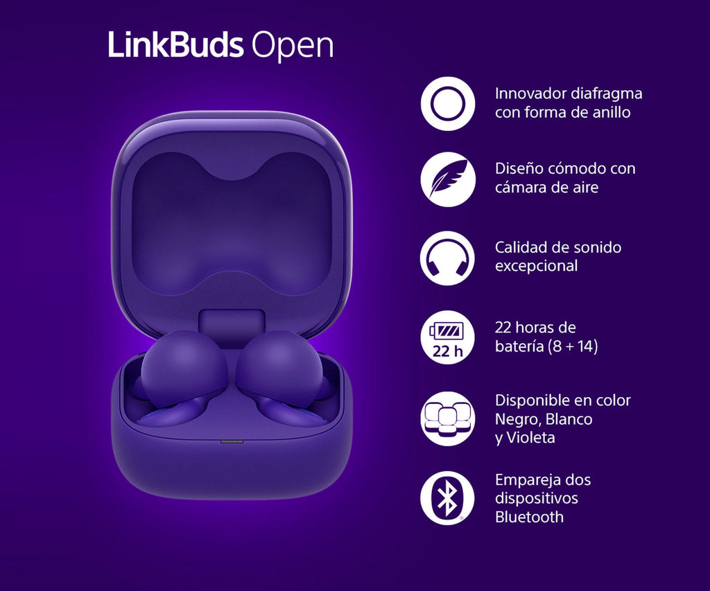 SONY WF-L910V LINKBUDS OPEN VIOLET / AURICULARES INEAR TRUE WIRELESS - detalle