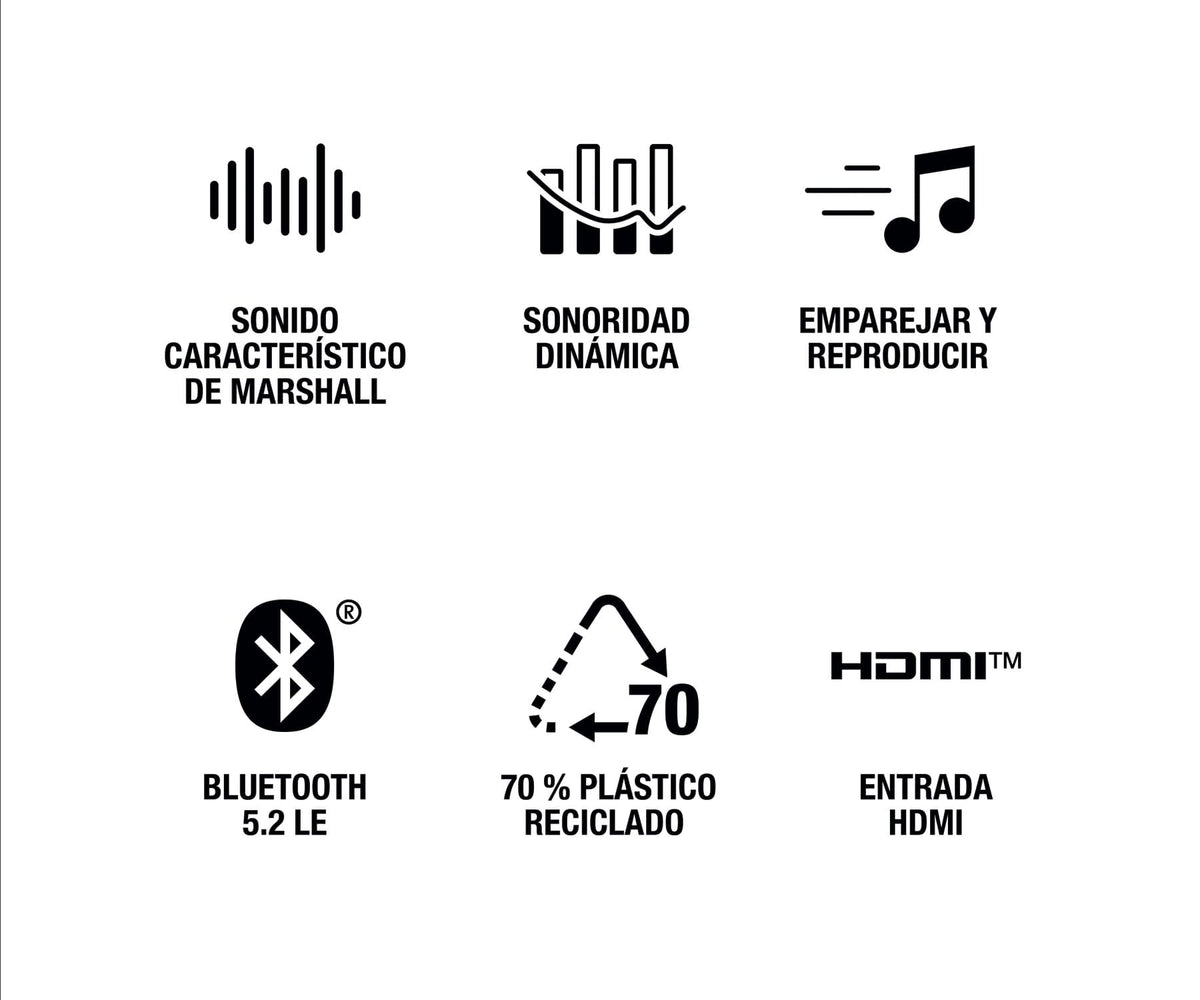 MARSHALL WOBURN III BT NEGRO / ALTAVOZ BLUETOOTH + HDMI - detalle
