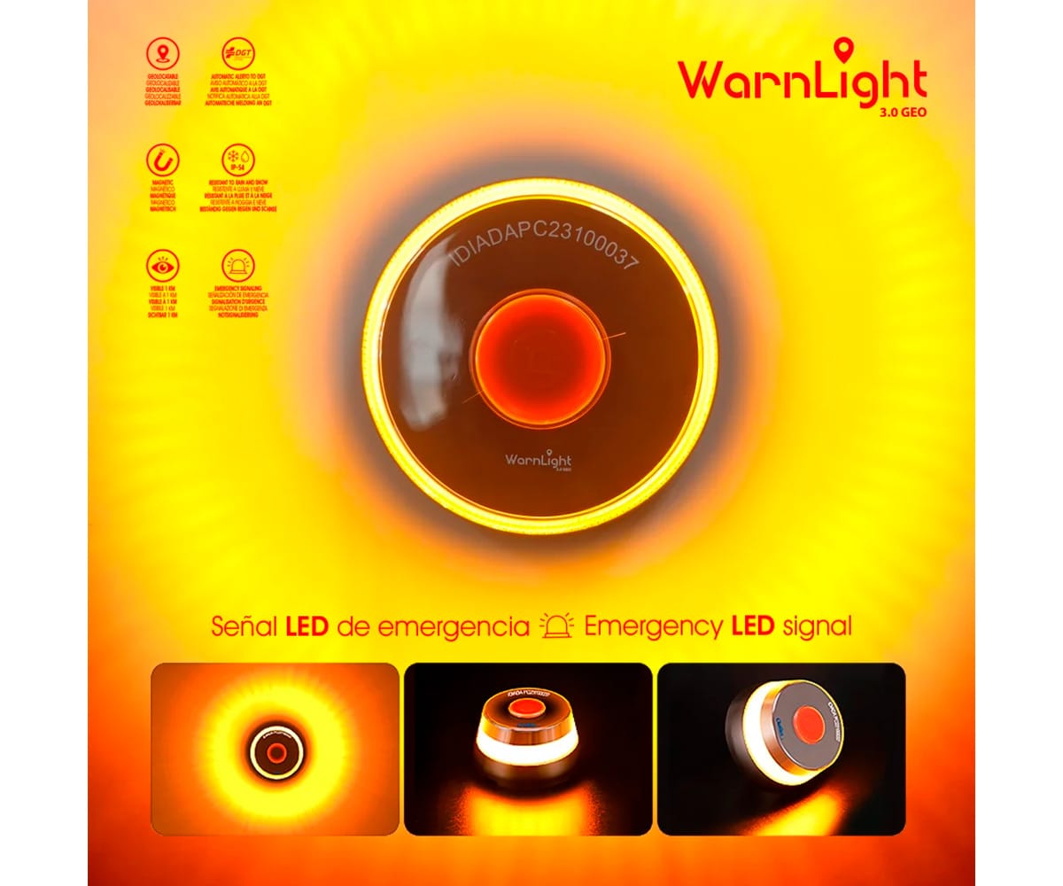 WARNLIGHT BALIZA 3.0 GEO / BALIZA GEOLOCALIZADA CONECTADA DGT / LUZ DE EMERGENCIA V16 - detalle