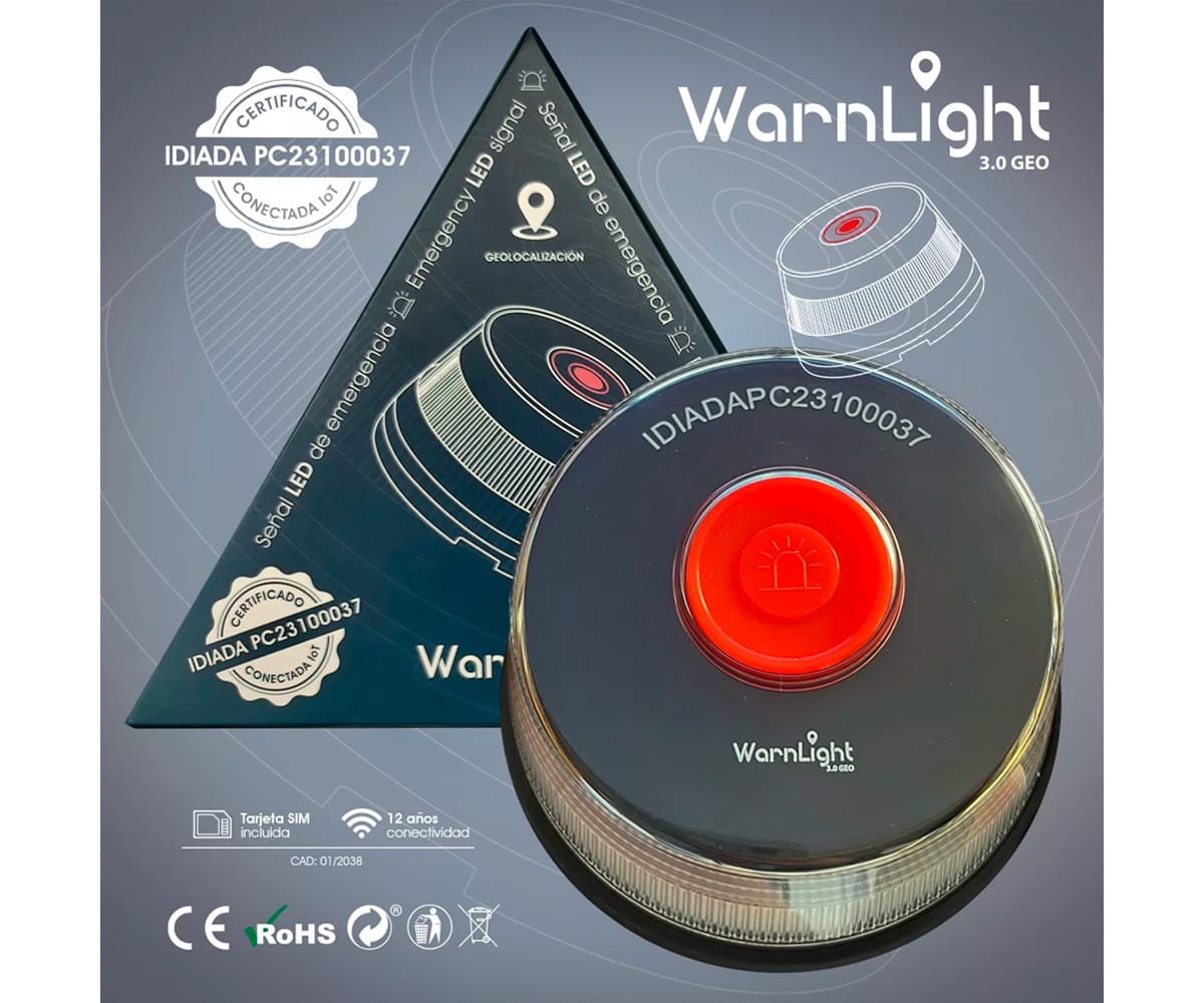 WARNLIGHT BALIZA 3.0 GEO / BALIZA GEOLOCALIZADA CONECTADA DGT / LUZ DE EMERGENCIA V16 - detalle