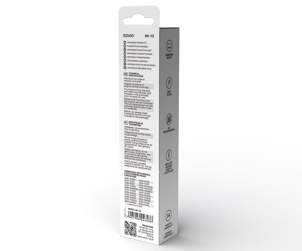 SAVIO RC-12 / MANDO A DISTANCIA PARA TV SAMSUNG - detalle