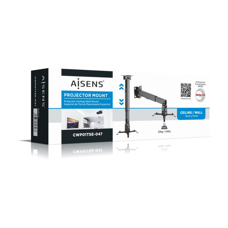 AISENS CWP01TSE-047 montaje para projector Pared/techo Negro