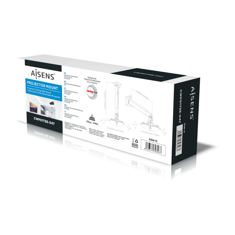 AISENS CWP01TSE-047 montaje para projector Pared/techo Negro