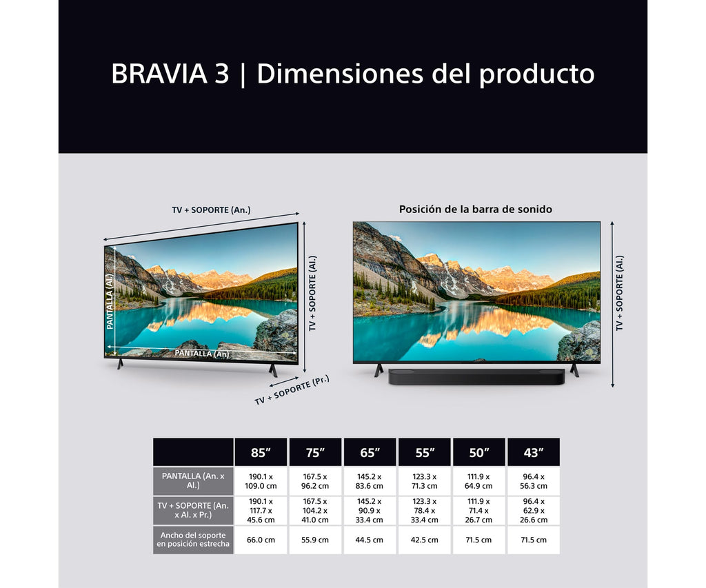 SONY BRAVIA 3 K-85S3 / TELEVISOR SMART TV 85" DIRECT LED UHD 4K HDR - detalle