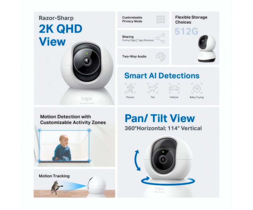 TP-LINK TC72 BLANCA / CÁMARA DE VIGILANCIA WI-FI DE 360 GRADOS CON VISTA 2K 4MP Y DETECCIÓN IA AVANZADA - detalle