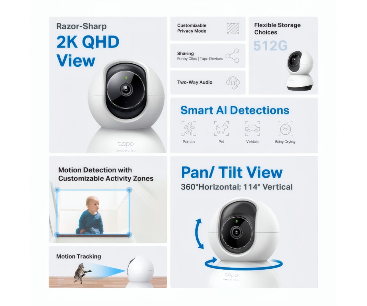 TP-LINK TC72 BLANCA / CÁMARA DE VIGILANCIA WI-FI DE 360 GRADOS CON VISTA 2K 4MP Y DETECCIÓN IA AVANZADA - detalle
