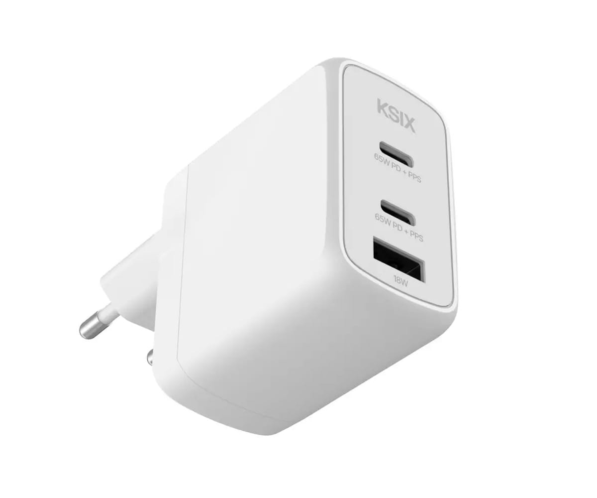 KSIX BCD65GANACCB BLANCO / CARGADOR DE RED ELÉCTRICA 2 X USB-C + 1 X USB-A 65W - detalle