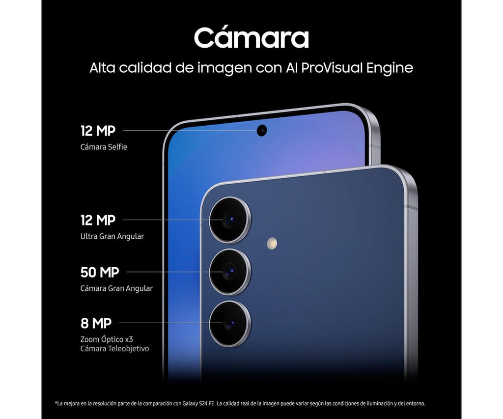 SAMSUNG GALAXY S25 FE / 8+256GB JET BLACK / 6.7" DYNAMIC AMOLED 120HZ FHD+ - detalle