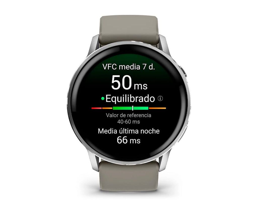 GARMIN VENU® 4 PLATEADO CON CORREA DE SILICONA GRIS / SMARTWATCH 45MM - detalle