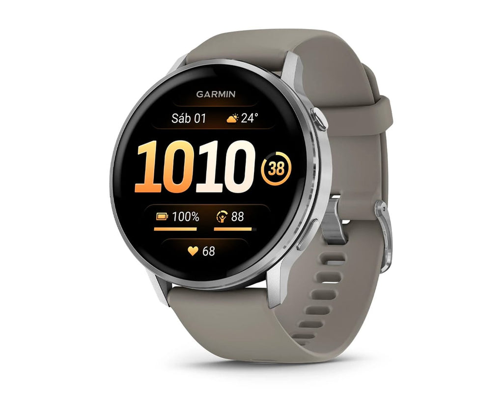 GARMIN VENU® 4 PLATEADO CON CORREA DE SILICONA GRIS / SMARTWATCH 45MM