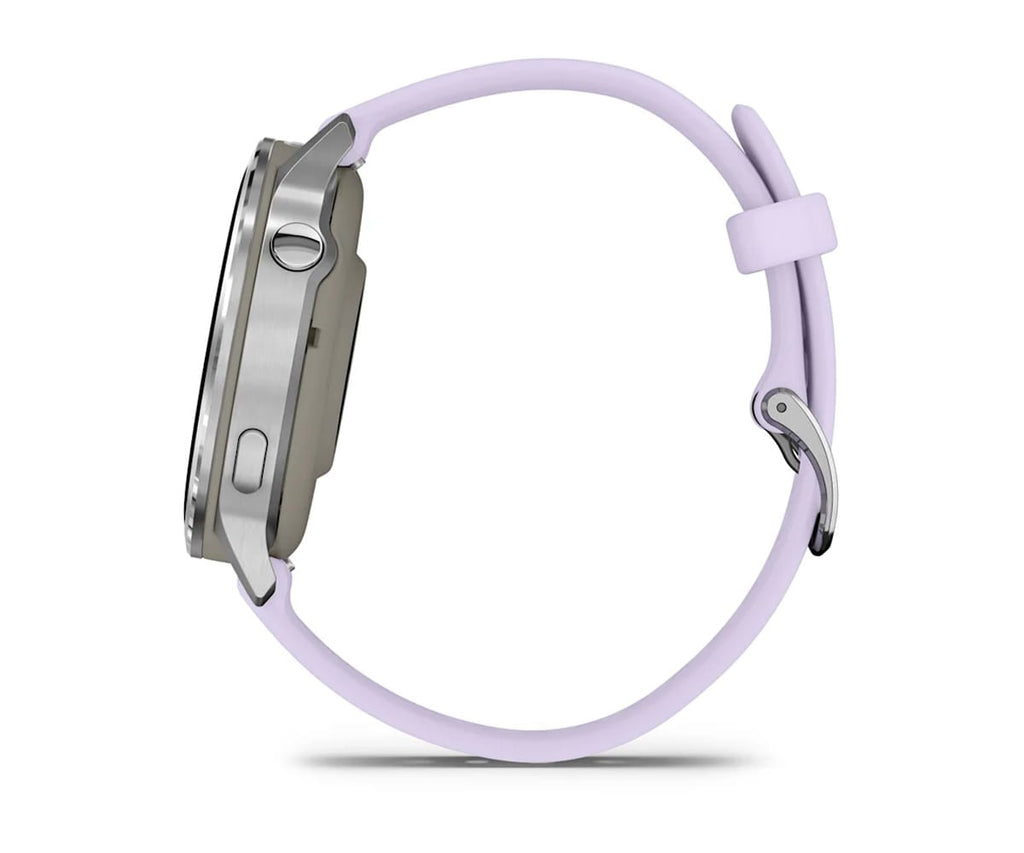 GARMIN VENU® 4 PLATEADO CON CORREA DE SILICONA LILA / SMARTWATCH 41MM - detalle