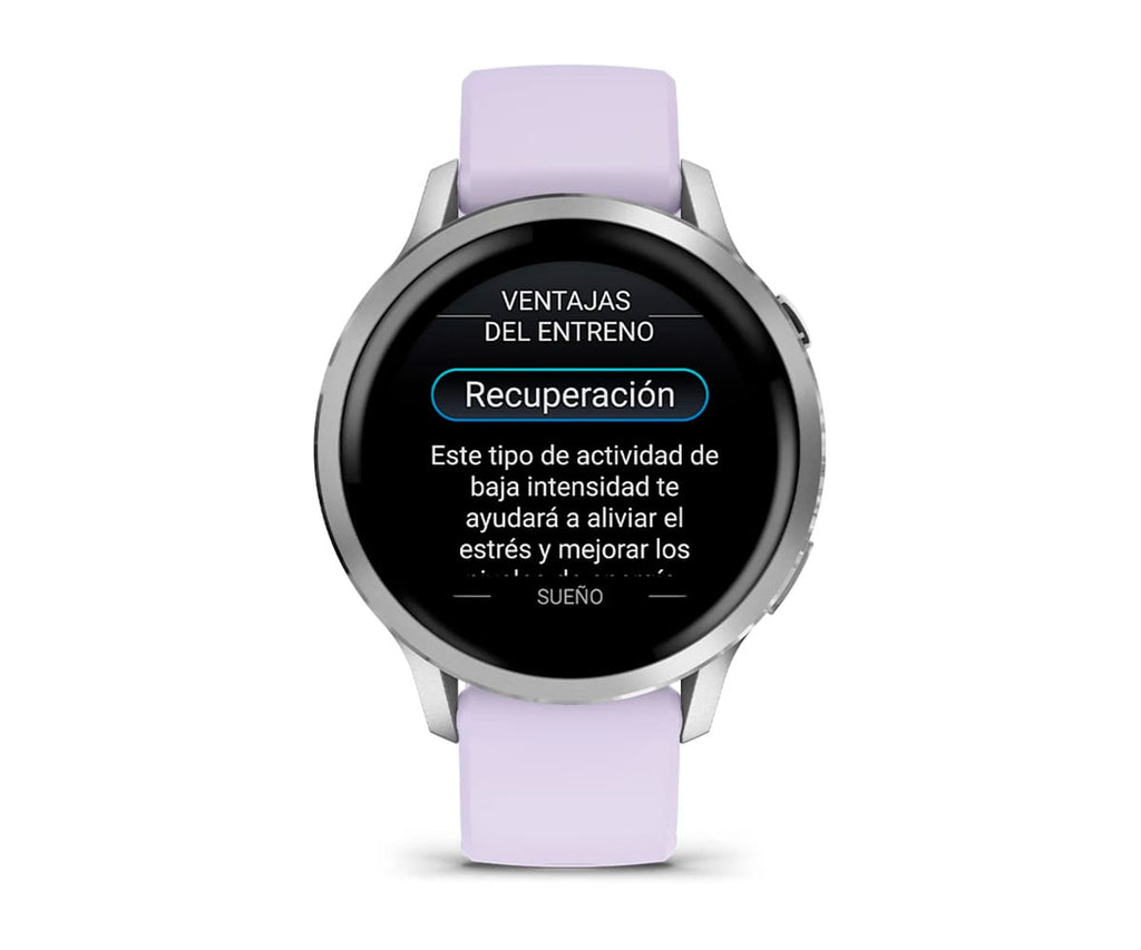 GARMIN VENU® 4 PLATEADO CON CORREA DE SILICONA LILA / SMARTWATCH 41MM - detalle