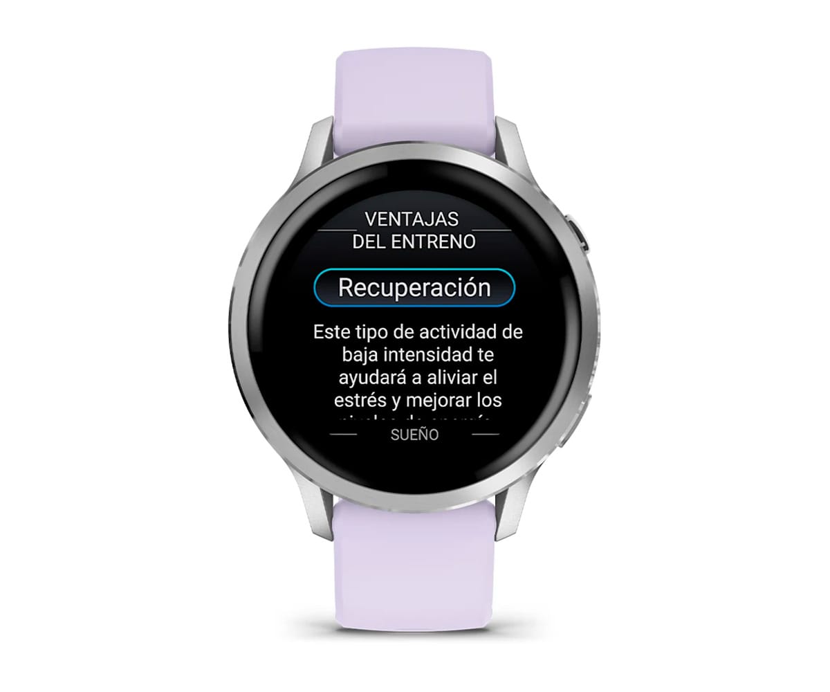 GARMIN VENU® 4 PLATEADO CON CORREA DE SILICONA LILA / SMARTWATCH 41MM - detalle