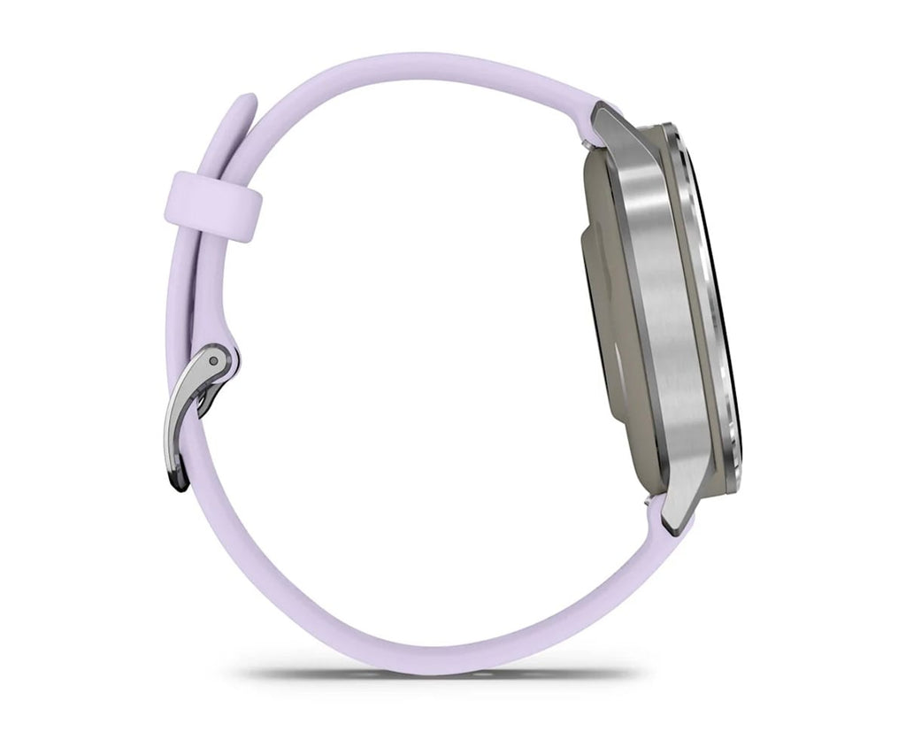 GARMIN VENU® 4 PLATEADO CON CORREA DE SILICONA LILA / SMARTWATCH 41MM - detalle
