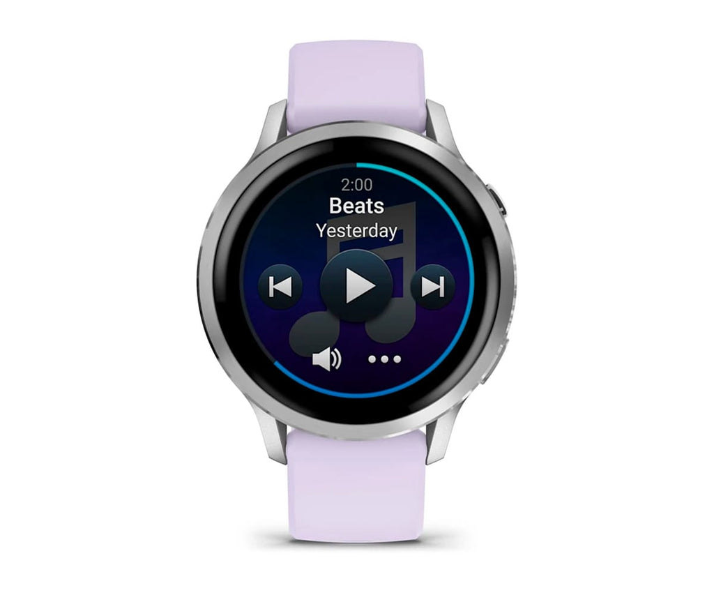 GARMIN VENU® 4 PLATEADO CON CORREA DE SILICONA LILA / SMARTWATCH 41MM - detalle