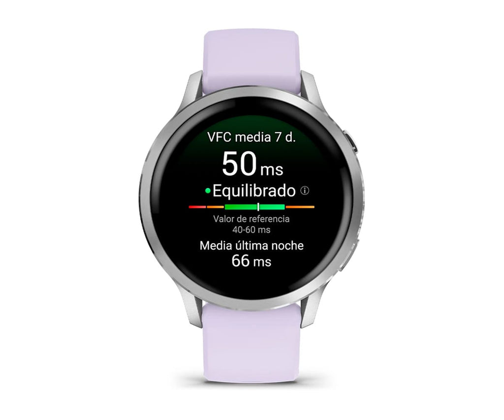 GARMIN VENU® 4 PLATEADO CON CORREA DE SILICONA LILA / SMARTWATCH 41MM - detalle