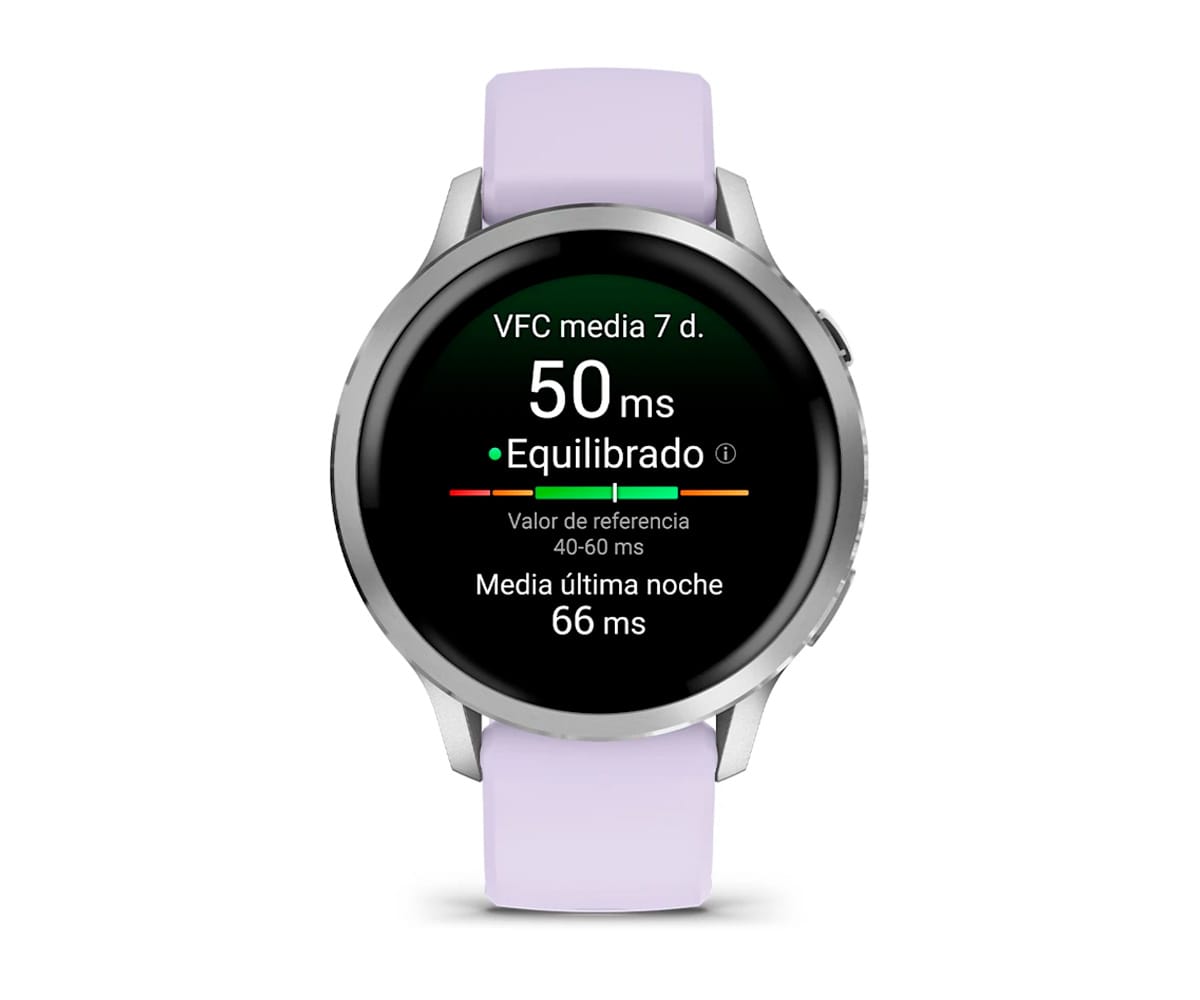 GARMIN VENU® 4 PLATEADO CON CORREA DE SILICONA LILA / SMARTWATCH 41MM - detalle