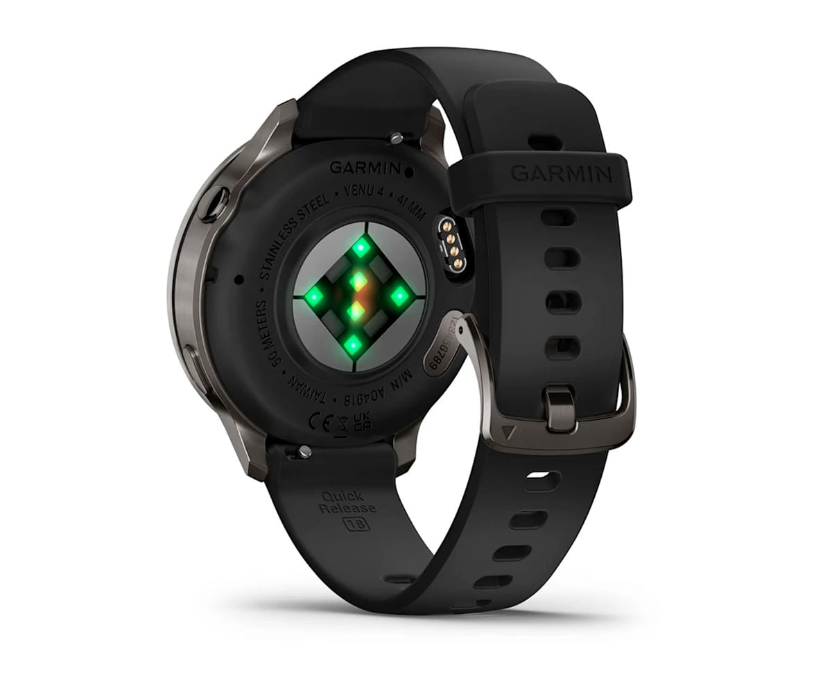GARMIN VENU® 4 PLATEADO CON CORREA DE SILICONA NEGRA / SMARTWATCH 41MM - detalle
