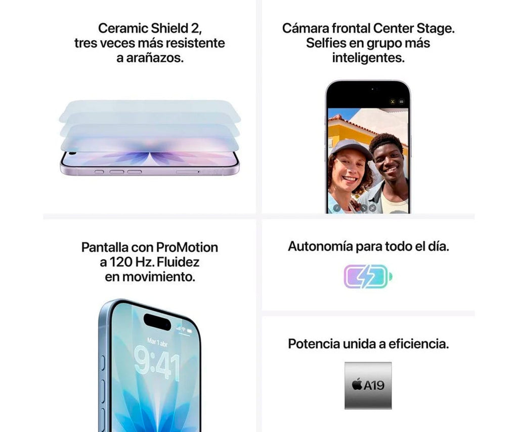 APPLE IPHONE 17 LAVANDA / 8+256GB / 6.3" OLED 120HZ - detalle