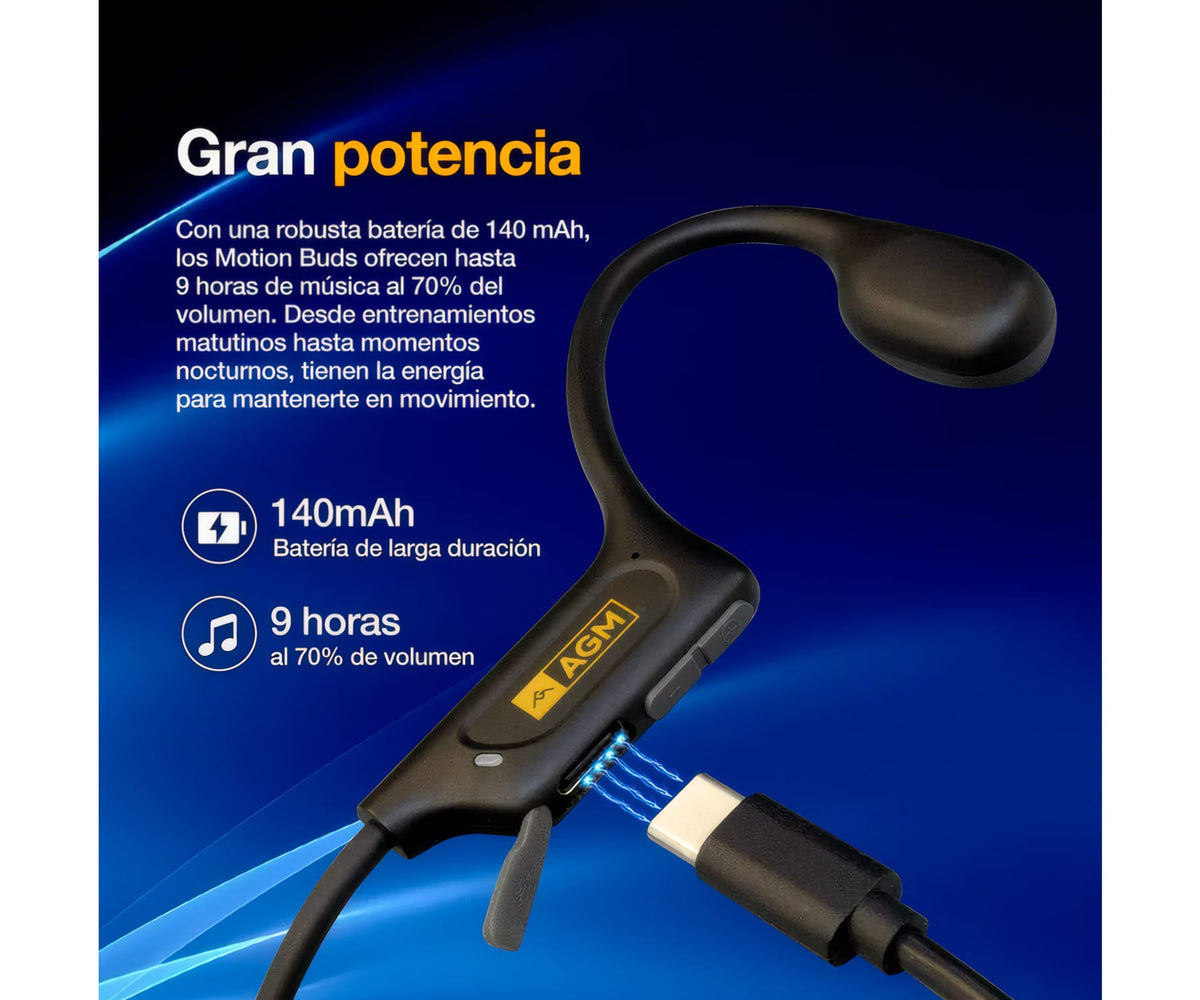 AGM MOTION BUDS BLANCO + NARANJA / AURICULARES DE CONDUCCIÓN ÓSEA INALÁMBRICOS - detalle