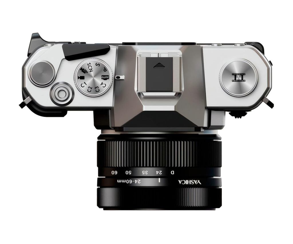 YASHICA FX-D 100 SILVER / CÁMARA DIGITAL DE SIMULACIÓN DE PELÍCULA CON ZOOM 3X - detalle