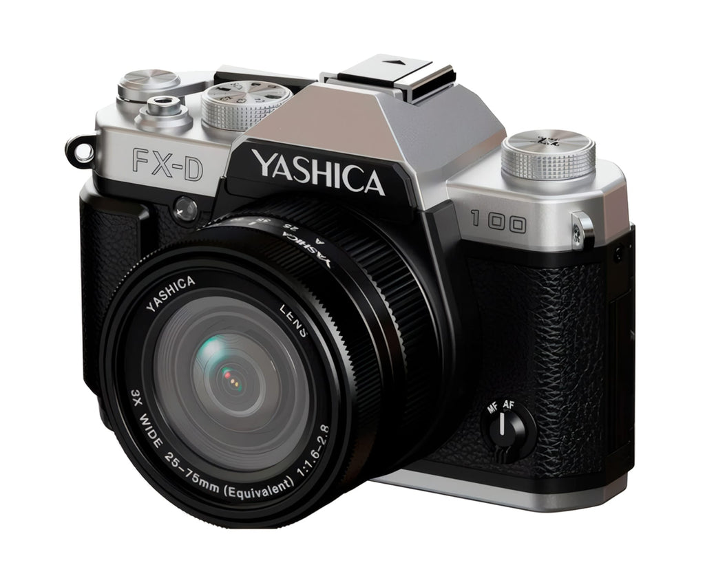 YASHICA FX-D 100 SILVER / CÁMARA DIGITAL DE SIMULACIÓN DE PELÍCULA CON ZOOM 3X - detalle