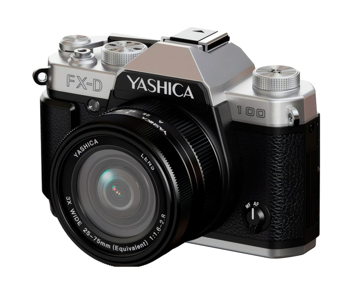 YASHICA FX-D 100 SILVER / CÁMARA DIGITAL DE SIMULACIÓN DE PELÍCULA CON ZOOM 3X - detalle