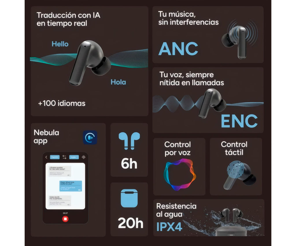 KSIX ULTIMAI BLACK / AURICULARES INALÁMBRICOS KSIX ULTIMAI / IA INTEGRADA - detalle