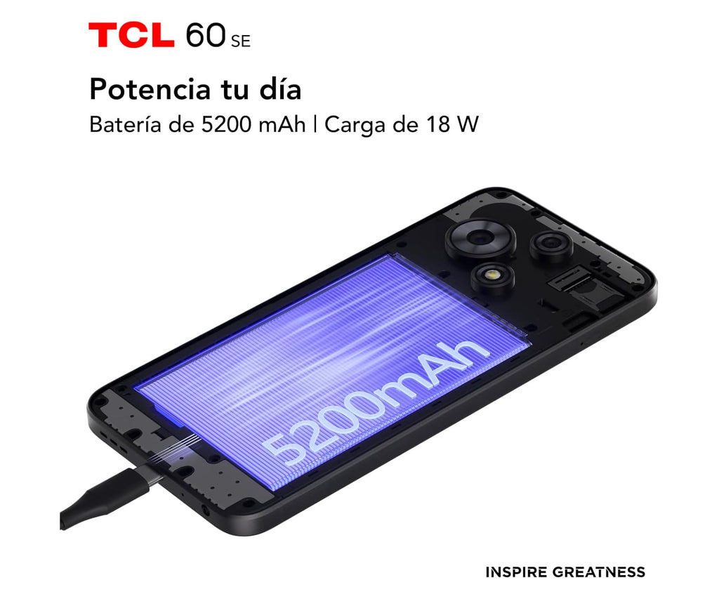 TCL 60 SE OBSIDIAN BLACK / 8+512GB / 6.67" HD+ 90HZ - detalle