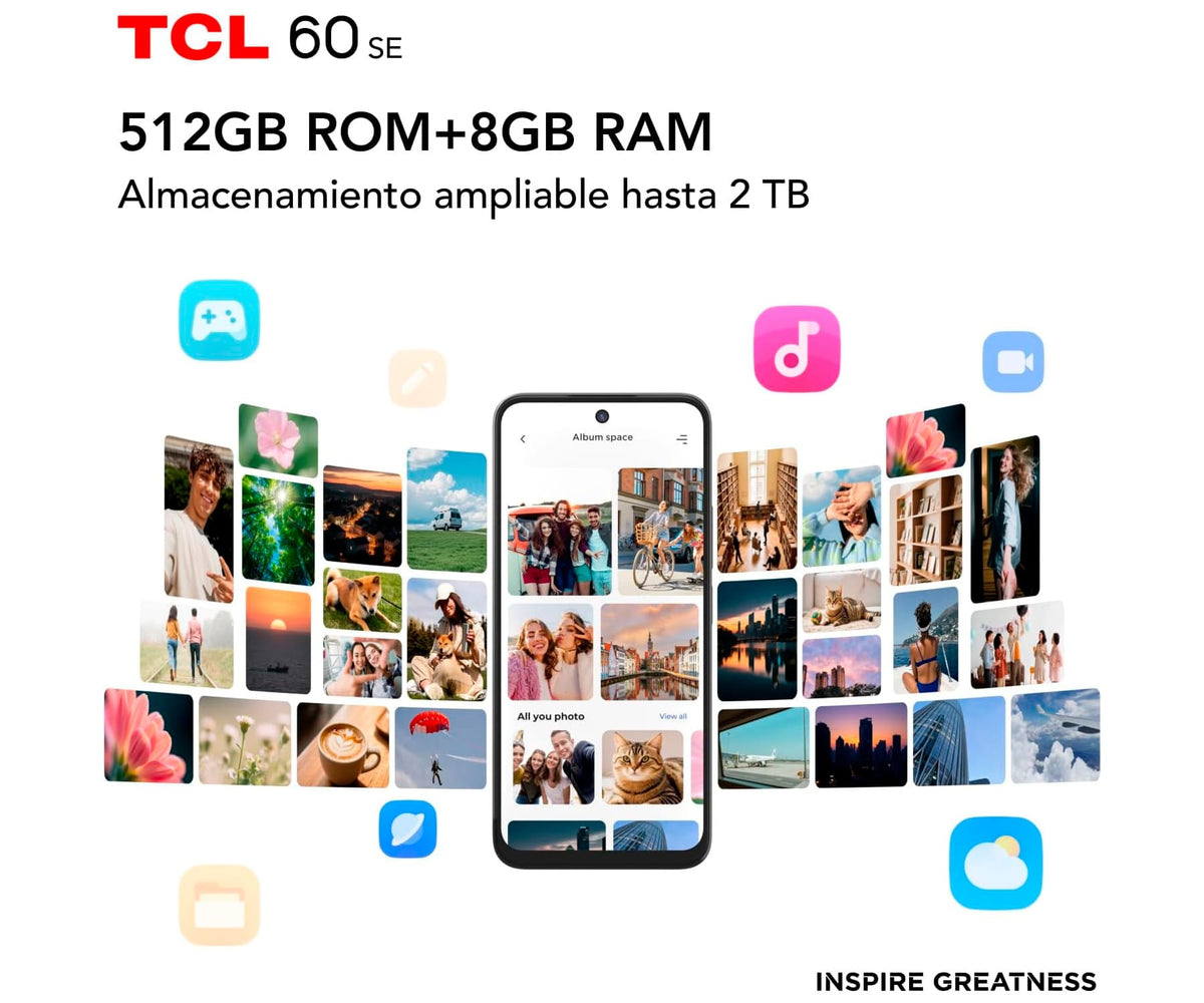 TCL 60 SE OBSIDIAN BLACK / 8+512GB / 6.67" HD+ 90HZ - detalle