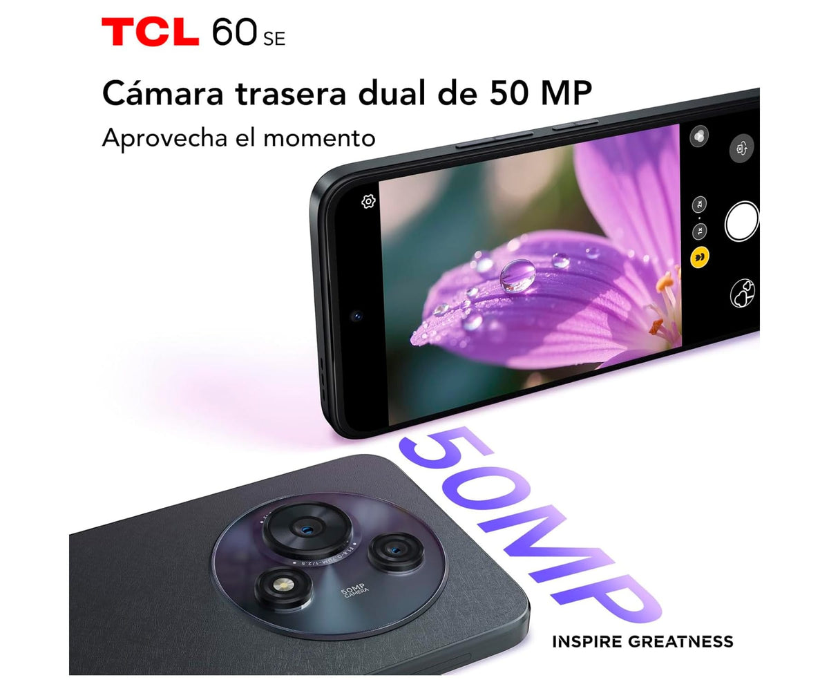 TCL 60 SE OBSIDIAN BLACK / 8+512GB / 6.67" HD+ 90HZ - detalle